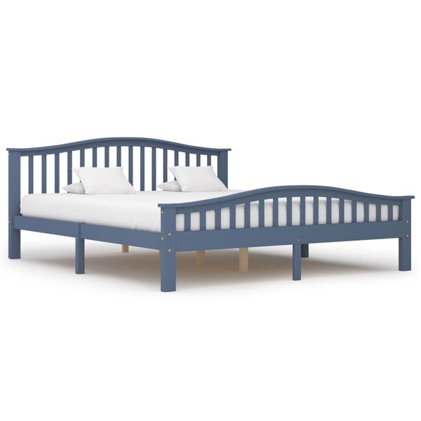 vidaXL Lovos rėmas su 2 stalčiais, pilkas, 180x200cm, pušies masyvas