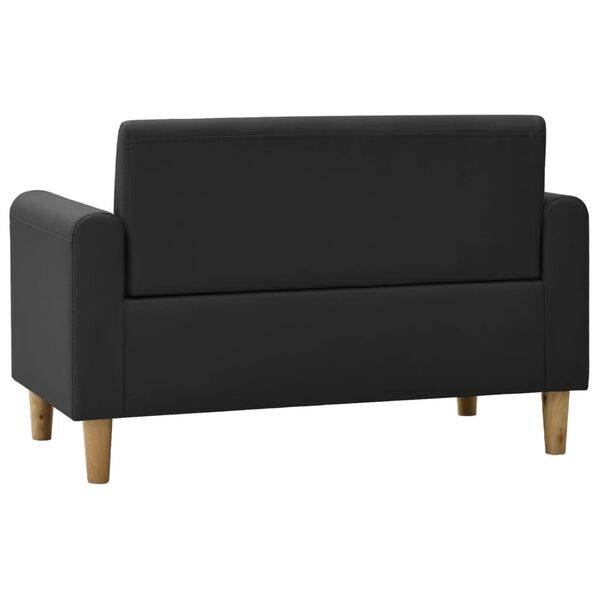 vidaXL Dvivietė vaiki&scaron;ka sofa, juoda, dirbtinė oda