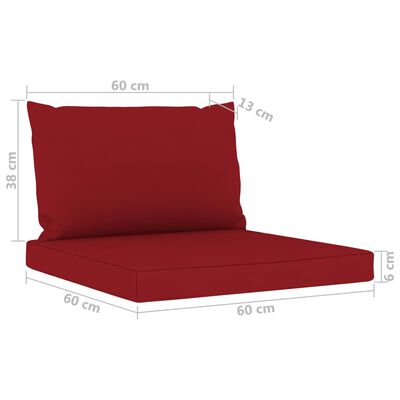 vidaXL Trivietė sodo sofa su raudonojo vyno spalvos pagalvėlėmis