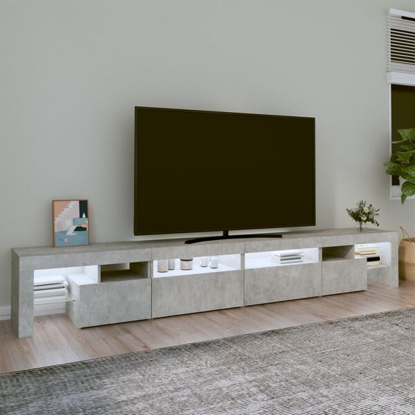 vidaXL TV spintelė su LED apšvietimu, betono pilka, 260x36,5x40cm