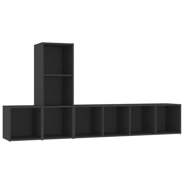 vidaXL Televizoriaus spintelių komplektas, 3 dalių, juodas, MDP