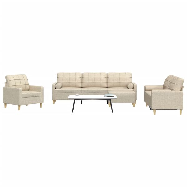 vidaXL Sofos komplektas su pagalvėmis/pakoja, 4 dalių, kreminė