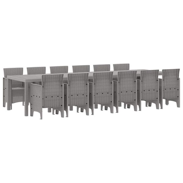 vidaXL Sodo valgomojo komplektas 13 pcs Šviesiai pilka Polt ratanas