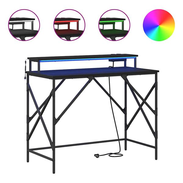 vidaXL Stalas Juodas ąžuolas 100 x 50 x 86,5 cm Apdirbta mediena
