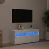 vidaXL Televizoriaus spintelė su LED ap&scaron;vietimu, balta, 90x35x40cm