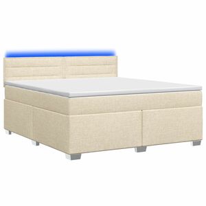 vidaXL Lova su čiužiniu ir LED ap&scaron;vietimu Kreminė 140 x 190 cm Audinys