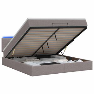 vidaXL Otmana lova su matracsu ir LED Taupe 180 x 200 cm Audinys