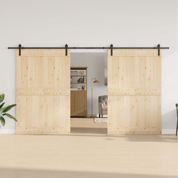 vidaXL Stumdomų durų įrangos rinkinys, juodos sp., 400 cm, plienas