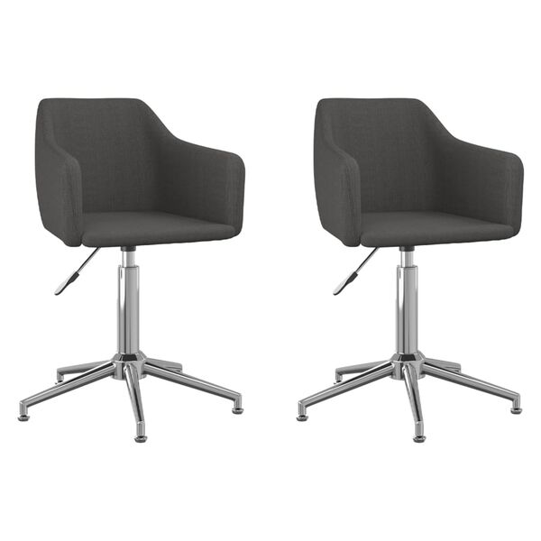 vidaXL Pasukamos valgomojo kėdės, 2vnt., tamsiai pilkos, audinys
