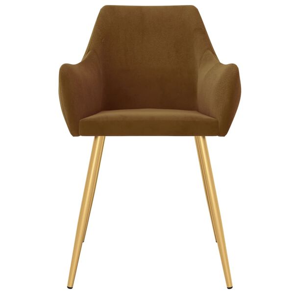 vidaXL Valgomojo kėdės, 6vnt., rudos spalvos, aksomas