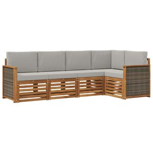 vidaXL Sekcijos sofų komplektas 4 pcs Natūrali ir &scaron;viesiai pilka