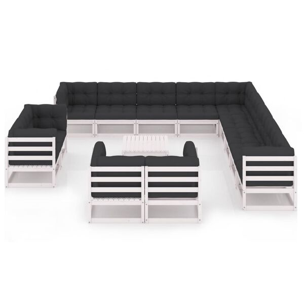 vidaXL Sodo komplektas su pagalvėlėmis, 14 dalių, pu&scaron;ies masyvas