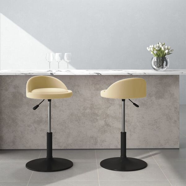 vidaXL Pasukamos valgomojo kėdės, 2vnt., kreminės spalvos, aksomas