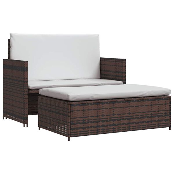 vidaXL Sodo sofa, ruda, poliratanas