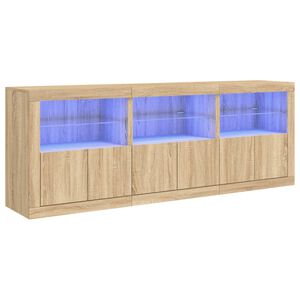 vidaXL &Scaron;oninė spintelė su LED lemputėmis, ąžuolo, 181,5x37x67cm