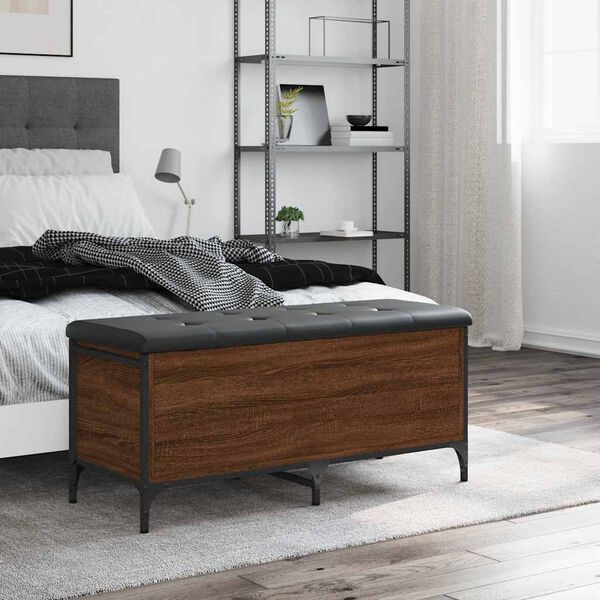 vidaXL Suoliukas-daiktadėžė, rudas, 102x42x45cm, apdirbta mediena