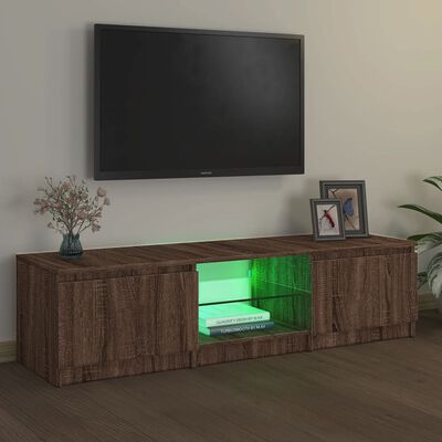 vidaXL Televizoriaus spintelė su LED, ruda ąžuolo, 140x40x35,5cm