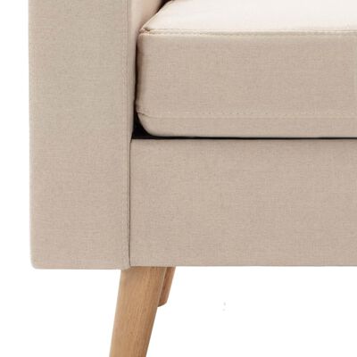 vidaXL Trivietė sofa su pakoja, kreminės spalvos, audinys