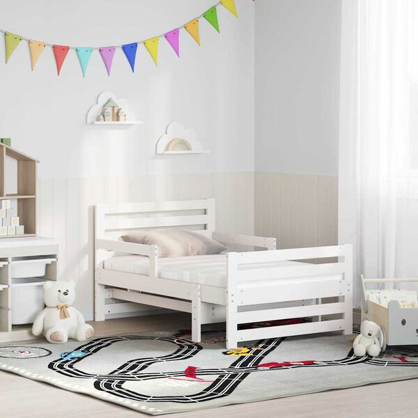 vidaXL Lovos rėmas su čiužiniu Balta 80 x 200 cm Kietos pu&scaron;ies mediena