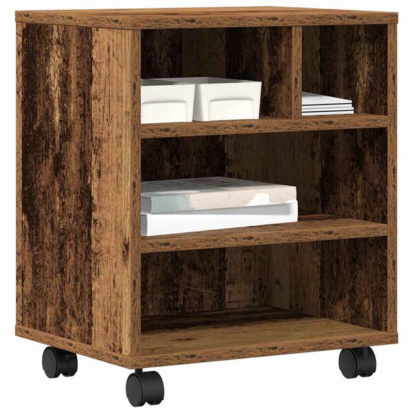 vidaXL Spausdintuvo laikiklis su saugykla Sena mediena 41 x 32 x 48 cm