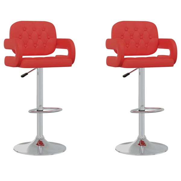 vidaXL Baro taburetės, 2vnt., raudonos, dirbtinė oda