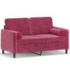 vidaXL Dvivietė sofa su pagalvėlėmis, raudonojo vyno, 120cm, aksomas