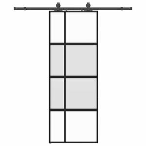 vidaXL Stumdomos durys su įrangos rinkiniu, juodas, 76x205 cm