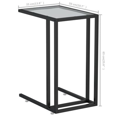 vidaXL Šoninis kompiuterio staliukas, juodas, 50x35x65cm, stiklas