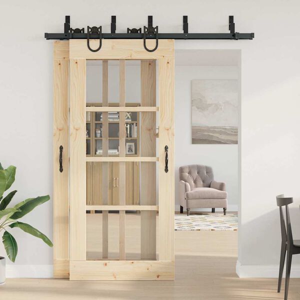 vidaXL Stumdomų durų įrangos rinkinys, juodos spalvos, 183 cm, plienas