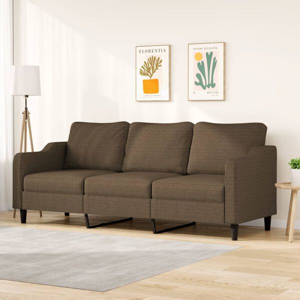 vidaXL Trivietė sofa, rudos spalvos, 210cm, audinys