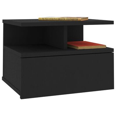 vidaXL Naktiniai staliukai, 2vnt., juodi, 40x31x27cm, apdirbta mediena