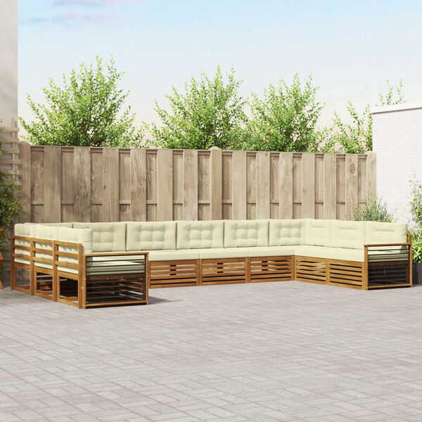 vidaXL Sofų komplektai su pagalve 10 pcs Natūralus ir grietinėlė