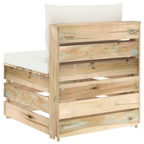 vidaXL Modulinė vidurinė sofos dalis su pagalvėlėmis, mediena