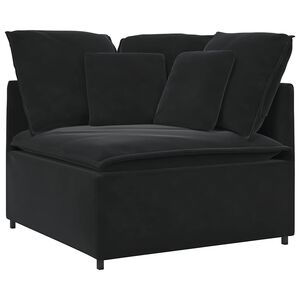 vidaXL Modulinė kampinė sofa su pagalvėlėmis, juoda, 100 cm