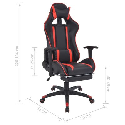 vidaXL Atlošiama biuro/žaidimų kėdė su atrama kojoms, raudona