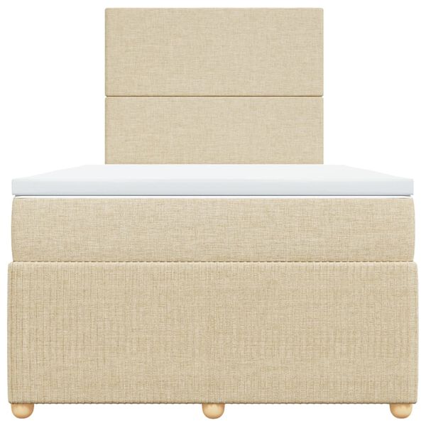 vidaXL Lova su spyruoklėmis ir čiužiniu, kreminė, 120x190cm, audinys