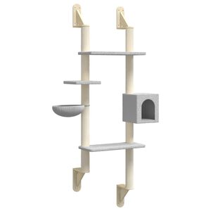 vidaXL Draskyklė katėms su draskymo stovu, &scaron;viesiai pilka, 180cm