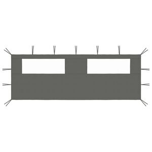 vidaXL &Scaron;oninė pavėsinės siena su langais, antracito spalvos, 6x2m