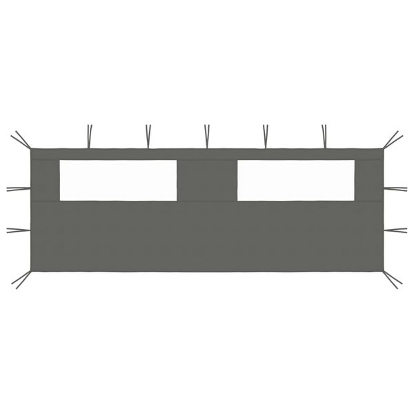 vidaXL Šoninė pavėsinės siena su langais, antracito spalvos, 6x2m