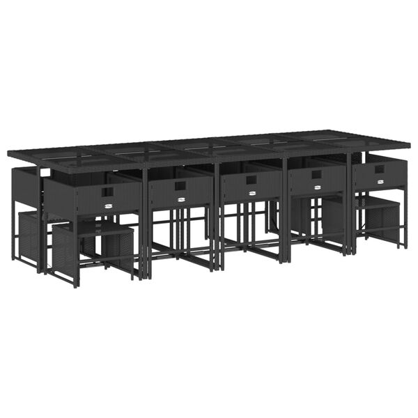 vidaXL Sodo komplektas su pagalvėlėmis, 15 dalių, juodas, poliratanas