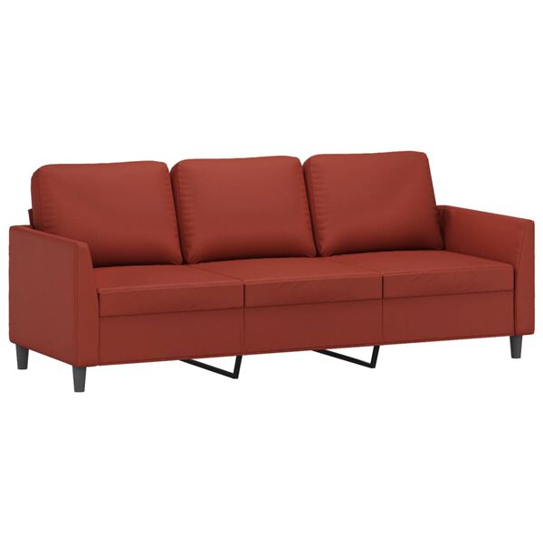 vidaXL Trivietė sofa su pakoja, raudonojo vyno, 180cm, dirbtinė oda