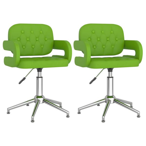vidaXL Pasukamos valgomojo kėdės, 2vnt., žalios spalvos, dirbtinė oda