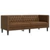 vidaXL Trivietė chesterfield sofa, rudos spalvos, dirbtinė versta oda