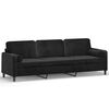 vidaXL Trivietė sofa su pagalvėmis, juodos spalvos, 210cm, aksomas