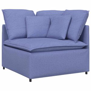 vidaXL Modulinė kampinė sofa su pagalvėlėmis, džinsinės mėlynos spalvos, 100 cm