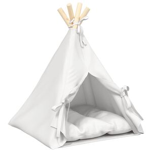vidaXL Gyvūnų teepee su pagalve Balta 40 x 40 x 50 cm Poliesteris