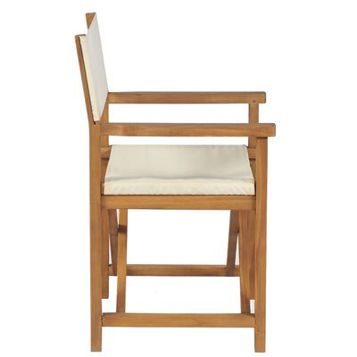 vidaXL Sulankstoma režisieriaus kėdė, kreminė balta, tikmedžio masyvas