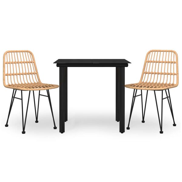 vidaXL Sodo valgomojo baldų komplektas, 3 dalių, poliratanas