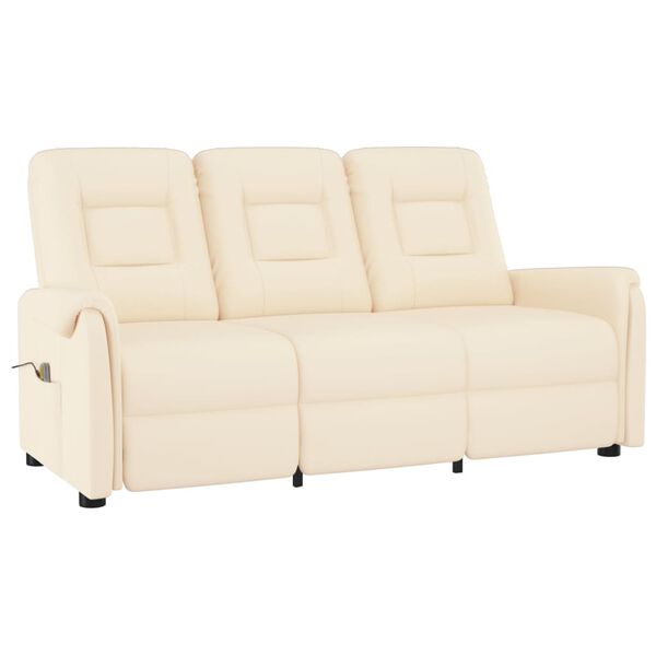 vidaXL Trivietis atlošiamas masažinis krėslas, kreminis, dirbtinė oda