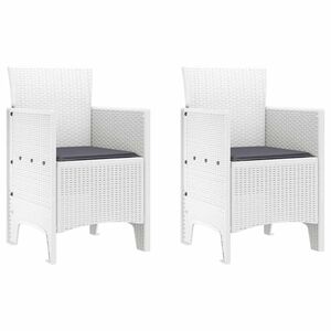 vidaXL Sodo Kėdė su pagalve 2 pcs Balta 53 x 49 x 85 cm Polipropilenas